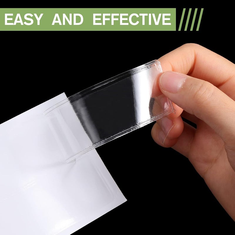 Epakh Label Holders Adhesive Shelf Tag 1.2 x 4.3 Inch Clear Shelf Tag Index Card Pockets Plastic Drawers File Cabinet Storage Bins Label Holder for Supermarket Bookshelf Mailbox Business Kitchen (500 Pack) - Image 3