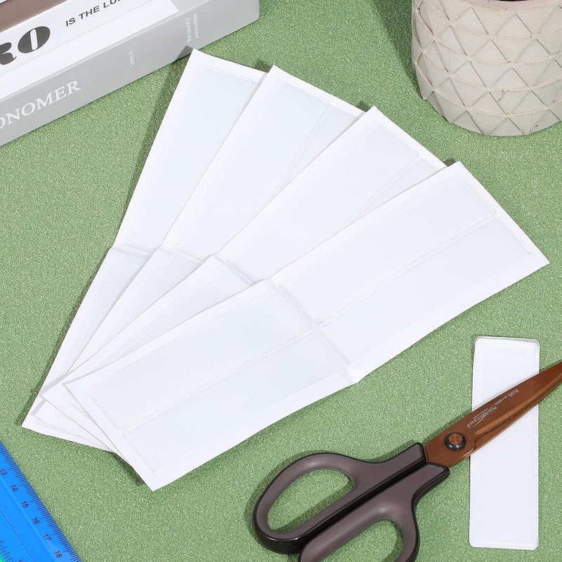 Epakh Label Holders Adhesive Shelf Tag 1.2 x 4.3 Inch Clear Shelf Tag Index Card Pockets Plastic Drawers File Cabinet Storage Bins Label Holder for Supermarket Bookshelf Mailbox Business Kitchen (500 Pack) - Image 4