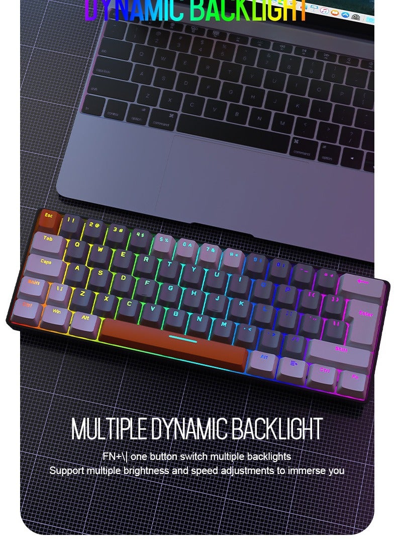 62 Keys Colorful Lights Switch Mechanical Gaming Keyboard 75% Mini Wired Waterproof Backlit Silent White RGB Color Suitable for PC/Ps4/Xbox Gamers  - Image 4