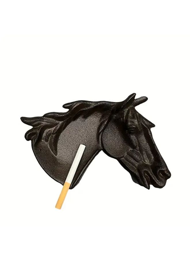 Cast Iron Horse Ashtray Vintage Animal Shaped Decorative Tray For Home Office - Image 1