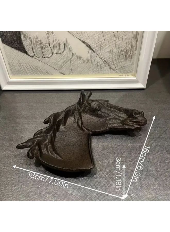 Cast Iron Horse Ashtray Vintage Animal Shaped Decorative Tray For Home Office - Image 3
