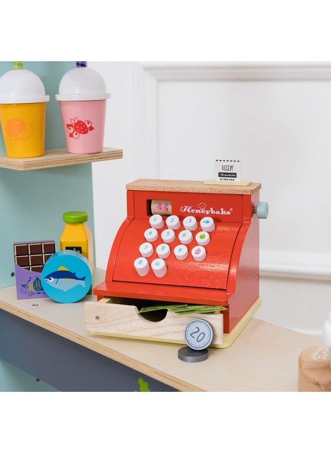 Le Toy Van - Wooden Honeybake Toy Cash Register ; Role Play Toy ; With Receipt Opening Till Drawer And Play Money ; Perfect For Supermarket Food Shop Or Cafe Pretend Play - Image 1