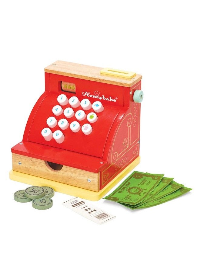 Le Toy Van - Wooden Honeybake Toy Cash Register ; Role Play Toy ; With Receipt Opening Till Drawer And Play Money ; Perfect For Supermarket Food Shop Or Cafe Pretend Play - Image 1