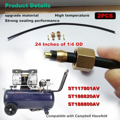 XXHCML 2PCS 24 Inches Kit Unloader Hose of 14 OD Tubing Fit for Campbell Hausfeld Fit for Campbell Hausfeld ST188800AV ST117801AV ST188820AV - Image 3