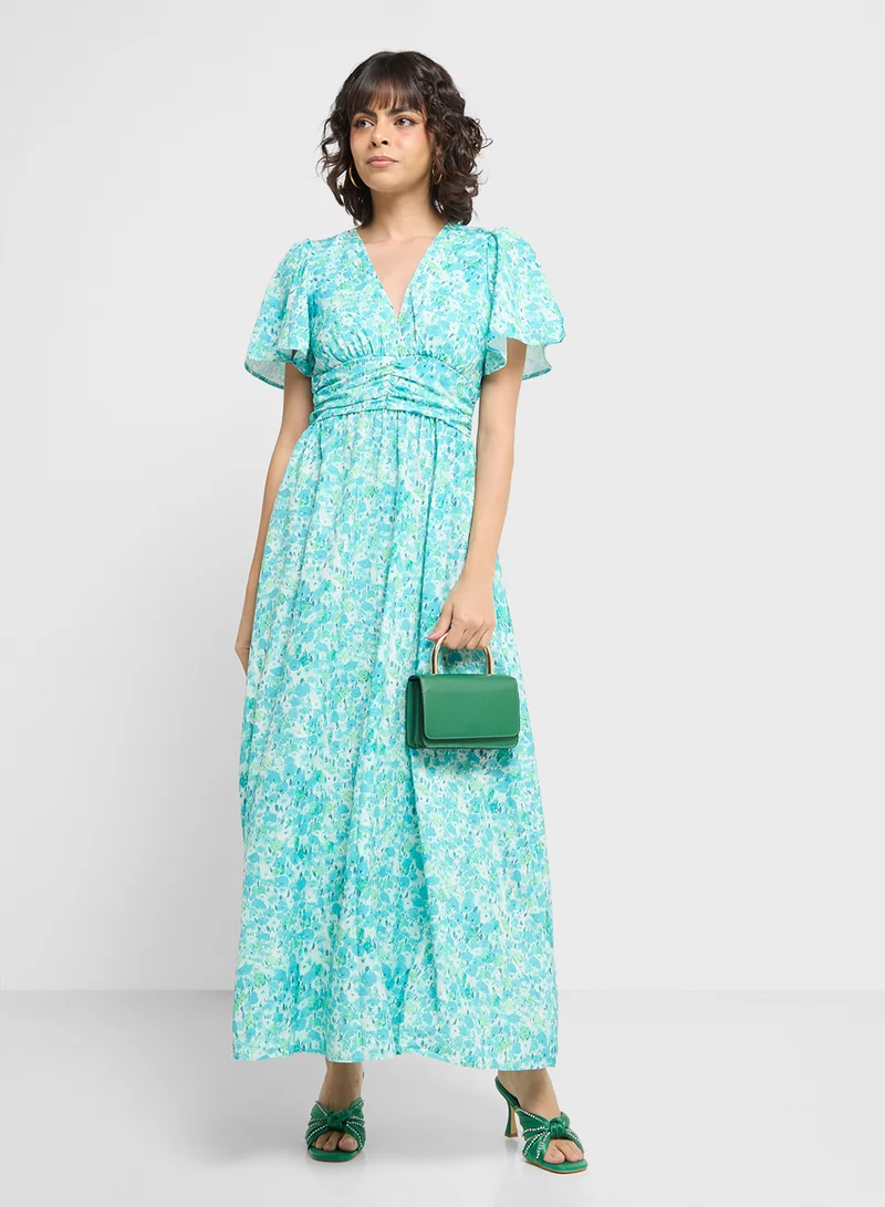 ELLA Floral Flutter Sleeve Dress