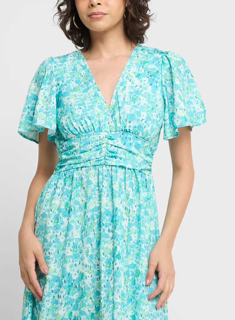 ELLA Floral Flutter Sleeve Dress