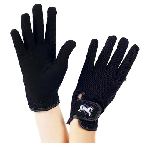 Ovation Child Heart & Horse Gloves,Black,size A 8-10 - Image 3