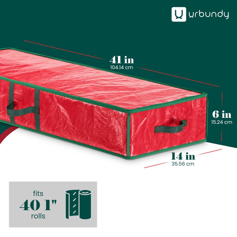 URBUNDY Heavy Duty Wrapping Paper Organizer Storage Bag Red - Christmas Storage Organizer For Wrapping Paper And Gift Bag Storage - Wrappings Papers Storages Container - Holiday Christmas Decorations - Image 2