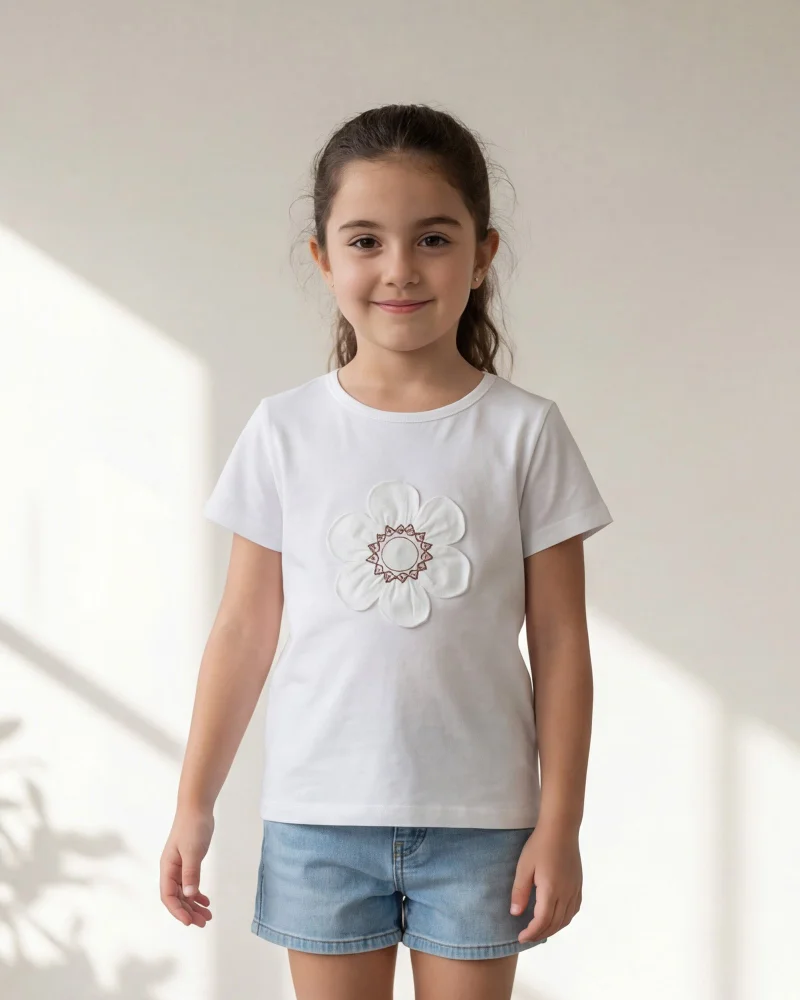 Redtag Girls White Embellished T-Shirt