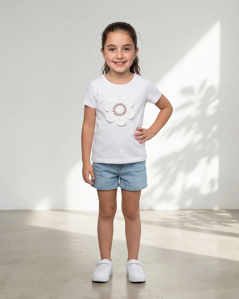 Redtag Girls White Embellished T-Shirt