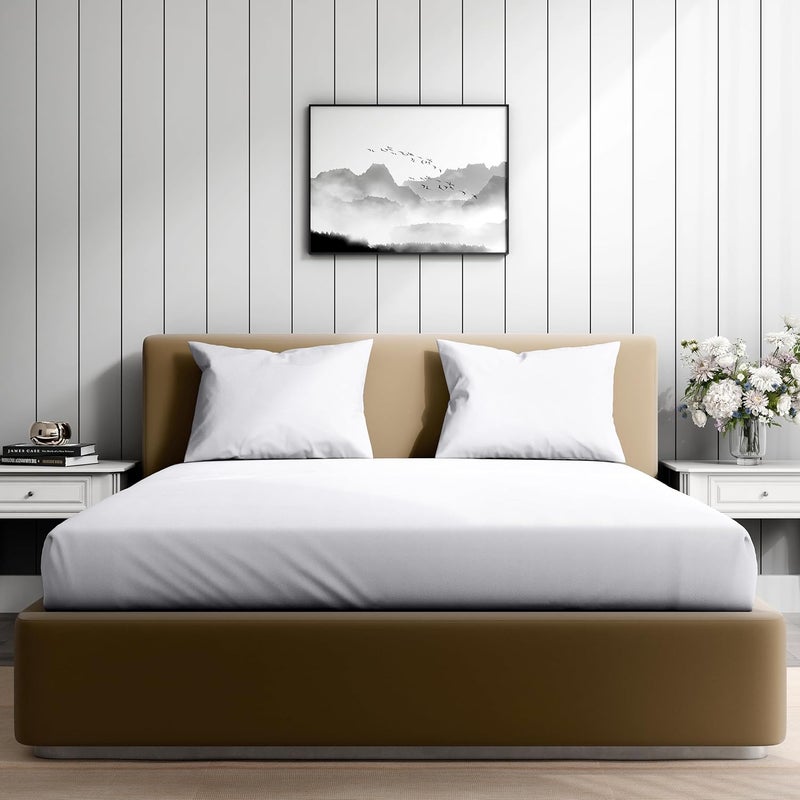 Wakefit طقم ملاءات كينج بحجم 100% قطن عضوي 400 TC 4 قطع ملاءات كينج ناعمة وقابلة للتنفس بحجم كينج نسج ساتين 15 جيب عميق طقم ملاءات كينج بيضاء - Image 1