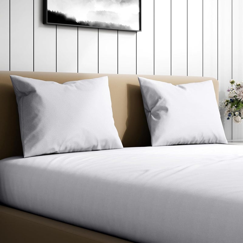 Wakefit طقم ملاءات كينج بحجم 100% قطن عضوي 400 TC 4 قطع ملاءات كينج ناعمة وقابلة للتنفس بحجم كينج نسج ساتين 15 جيب عميق طقم ملاءات كينج بيضاء - Image 4
