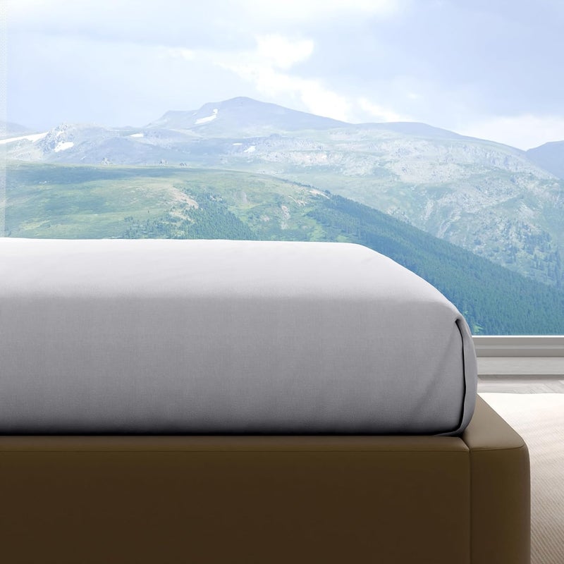 Wakefit طقم ملاءات كينج بحجم 100% قطن عضوي 400 TC 4 قطع ملاءات كينج ناعمة وقابلة للتنفس بحجم كينج نسج ساتين 15 جيب عميق طقم ملاءات كينج بيضاء - Image 5