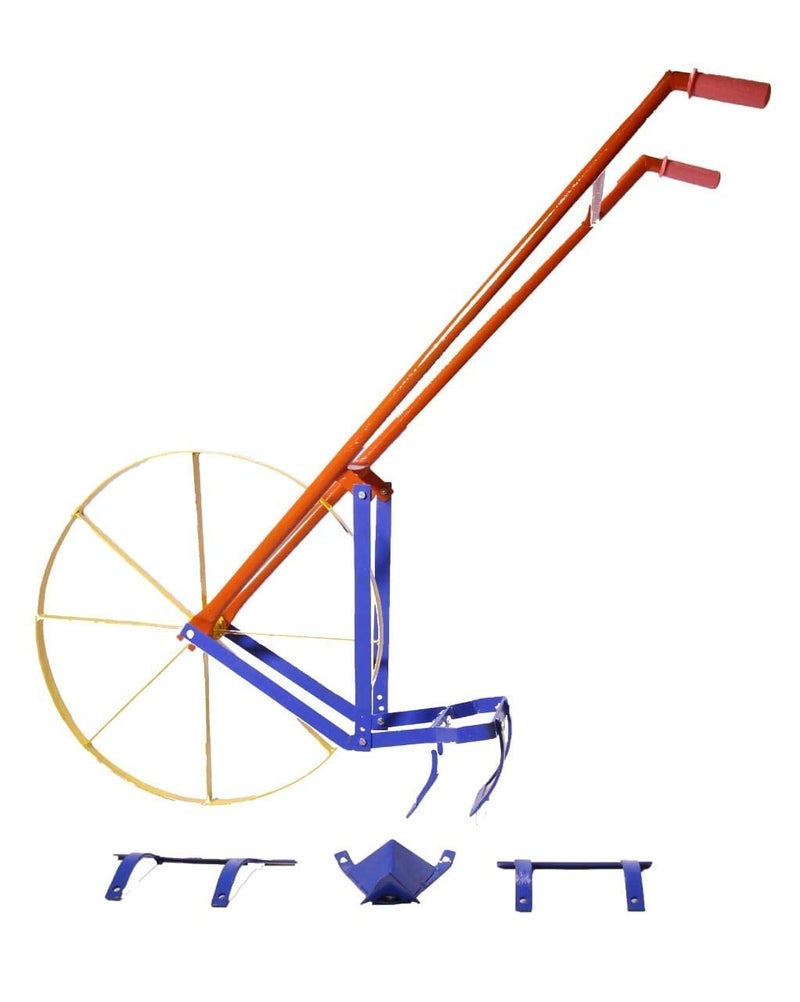 Yuvcon Manual Wheel Hoe (Cycle Kolpe) Push Type Weeder Tiller with 3 Attachments, Can be Used for Loosening The Soil, Digging The Trench & Weeding, Wheel Hoe for Agriculture - Image 2