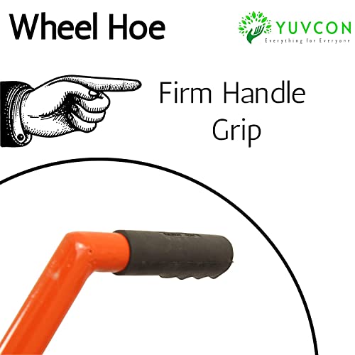 Yuvcon Manual Wheel Hoe (Cycle Kolpe) Push Type Weeder Tiller with 3 Attachments, Can be Used for Loosening The Soil, Digging The Trench & Weeding, Wheel Hoe for Agriculture - Image 4
