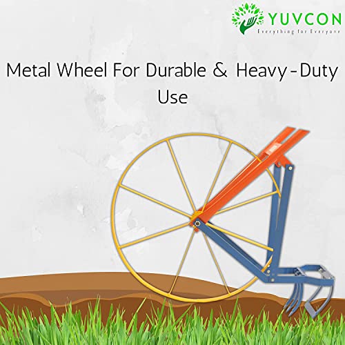 Yuvcon Manual Wheel Hoe (Cycle Kolpe) Push Type Weeder Tiller with 3 Attachments, Can be Used for Loosening The Soil, Digging The Trench & Weeding, Wheel Hoe for Agriculture - Image 5