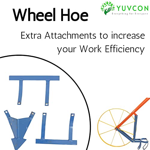 Yuvcon Manual Wheel Hoe (Cycle Kolpe) Push Type Weeder Tiller with 3 Attachments, Can be Used for Loosening The Soil, Digging The Trench & Weeding, Wheel Hoe for Agriculture - Image 3