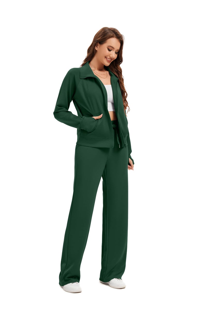 Sixstar Women Two Piece Outfits Sweatsuit Zip Up Sweatshirt Wide Leg Sweatpant Matching Travel Tracksuit Lounge Sets - Image 4