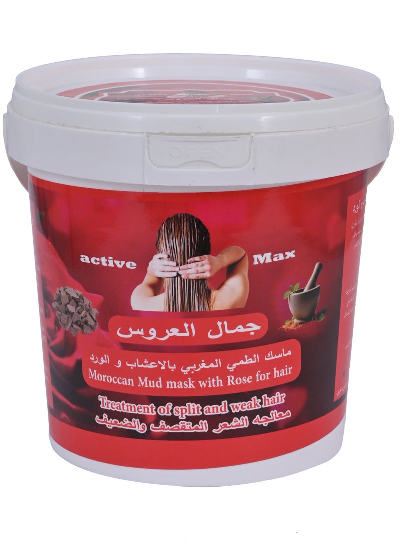 active max Moroccan Natural  Mud Mask With Pure Herb and Rose for Weak Hair  350 g - Image 1
