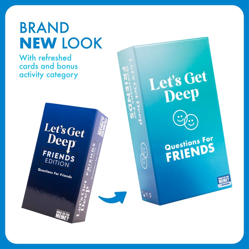 WHAT DO YOU MEME? Let's Get Deep: Friends Edition by Relatable, Fun Group Card Game, Easy Adult Game for Game Night, Fun for Friendsgiving Party Games, Includes 400 Question Cards, 3 Increasingly Personal Levels - Image 2