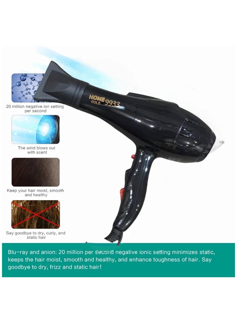 هوم جولد مجفف ومصفف الشعر الاحترافي من هوم جولد 3000 واط موديل 9933، أسود - Image 3