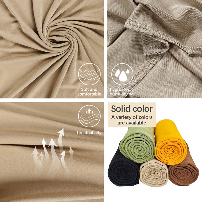 ARKBAODAN 5PS Stretch African Head Wraps for Five-color set Women - Long Jersey Turban Headwraps, Head Scarf, Headbands (Black, brown, brown, green, yellow) - Image 2