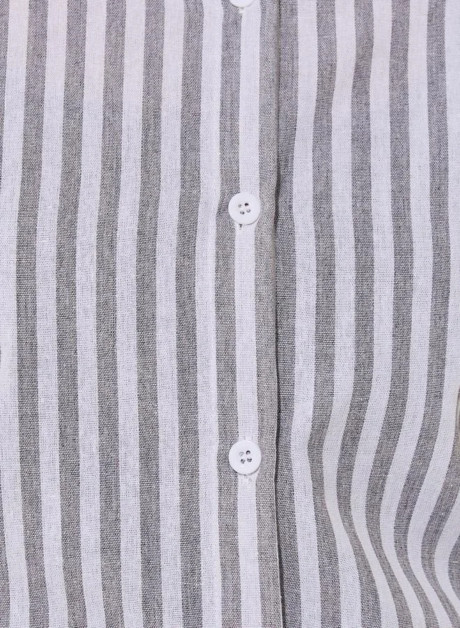 Take Two Striped Longline Shirt with Back Tie Detail