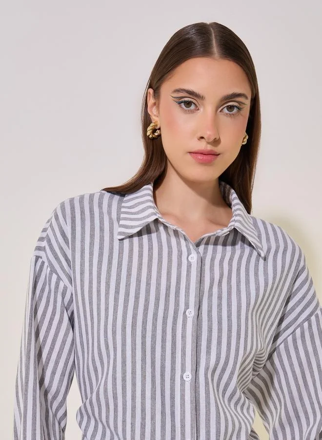 Take Two Striped Longline Shirt with Back Tie Detail