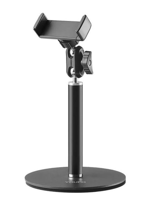 YOUFO Y4879 Premium Desktop Phone Holder Stand with 360° Rotation – Vertical & Horizontal Adjustable Pod Mount with Stable Weighted Base for iPhone, Android, Tablets, and More