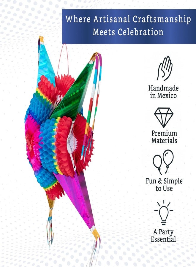 FIESTA WRAPS Mexican Piñata (Medium 26 inches) - Authentic Handmade Foldable Pinata for Birthday Party - Piñatas para Cumpleaños - Fiesta Piniata - Mexican Star Pinata - Cinco de Mayo Pinatas - Image 3