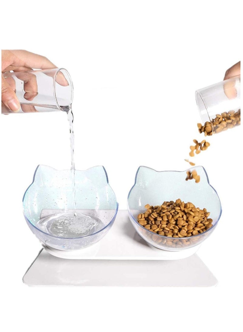 Meetion Cat Bowls Elevated Cat Food Water Bowls Set, 15° Tilted Raised Cat Bowls, Anti Vomiting Cat Dish Pet Feeder Bowls with Stand for Indoor Cats and Small Dogs - Image 1