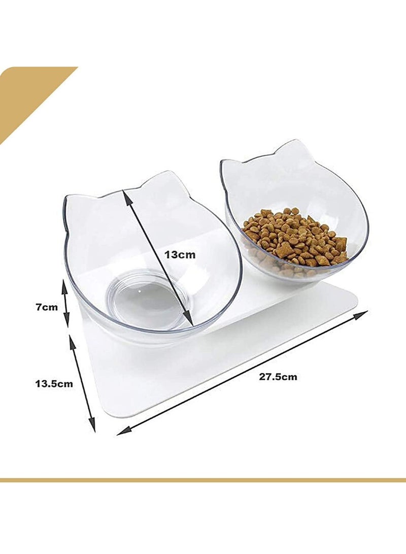 Meetion Cat Bowls Elevated Cat Food Water Bowls Set, 15° Tilted Raised Cat Bowls, Anti Vomiting Cat Dish Pet Feeder Bowls with Stand for Indoor Cats and Small Dogs - Image 2
