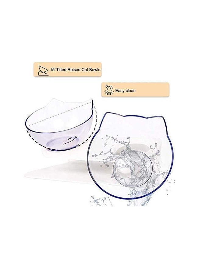 Meetion Cat Bowls Elevated Cat Food Water Bowls Set, 15° Tilted Raised Cat Bowls, Anti Vomiting Cat Dish Pet Feeder Bowls with Stand for Indoor Cats and Small Dogs - Image 4