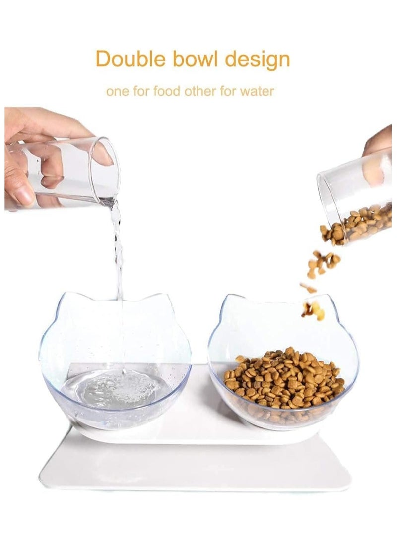 Meetion Cat Bowls Elevated Cat Food Water Bowls Set, 15° Tilted Raised Cat Bowls, Anti Vomiting Cat Dish Pet Feeder Bowls with Stand for Indoor Cats and Small Dogs - Image 5