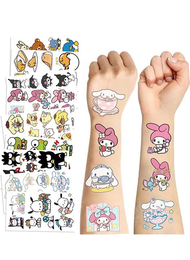 30 Sheets  Sanrio Cartoon Temporary Tattoos Face Stickers Melody Kuromi Cinnamoroll Pompompurin Keroppi Stickers For Kids Party Favors Costume Parties School Events Tattoos Art Make up Birthday Gifts - Image 3