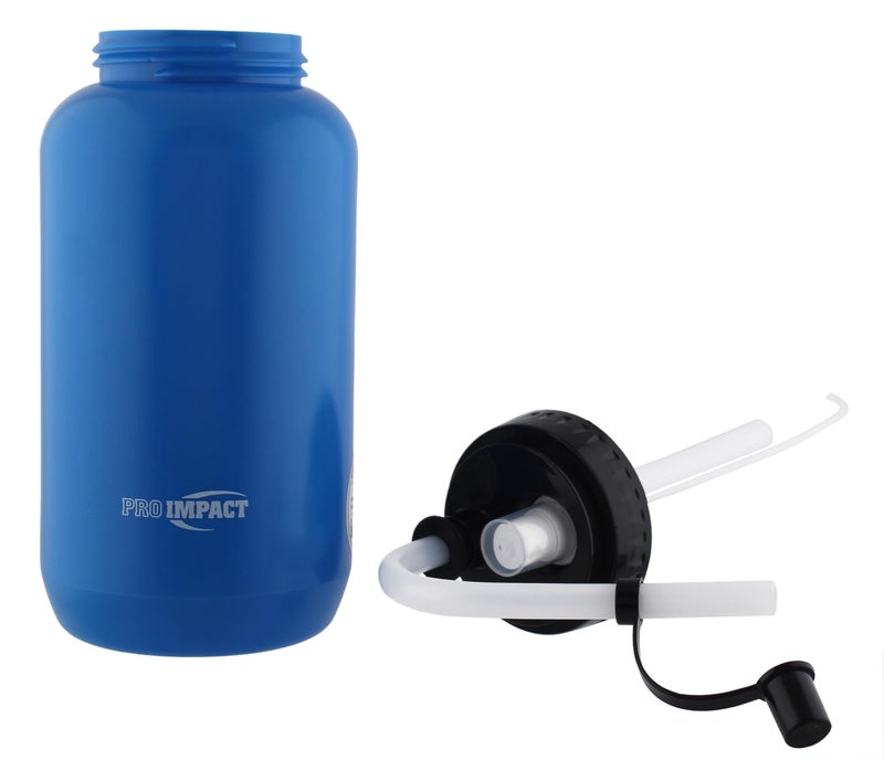 Pro Impact Squeezable Water Bottle Bendable Long Straw Spray cap - LDPE BPA Free Plastic - Hydration Baseball Hockey Gym MMA Yoga Boxing Cycling Softball Football Lacrosse (35.5 Oz.) (Blue) - Image 2