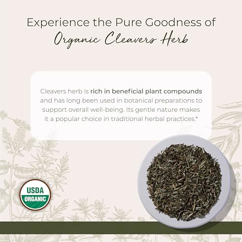 Starwest Botanicals Cleavers Herb Organic - Dried Loose Leaf Herb for Tea, Tinctures, & Herbal Blends, Natural Wellness Support for Women & Men, Cut & Sifted, Certified Kosher, Non-GMO - 4 oz Pouch - Image 2