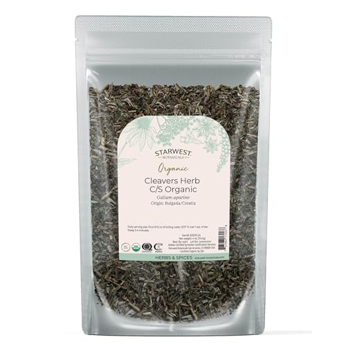 Starwest Botanicals Cleavers Herb Organic - Dried Loose Leaf Herb for Tea, Tinctures, & Herbal Blends, Natural Wellness Support for Women & Men, Cut & Sifted, Certified Kosher, Non-GMO - 4 oz Pouch - Image 1