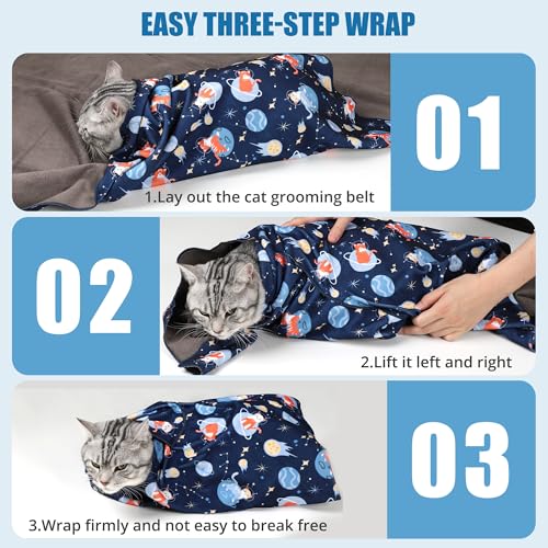 ZINGTERRA Cat Grooming Wrap,Anti-Escape Cat Wrap for Grooming,Self-Adherent Soft Cat Blanket to Wrap,Anti-Bite,Clip Nails,Anti-Scratch,Cat Calming Wrap,Cat Burrito Wrap,Swaddle Wrap Pet Tool - Image 4