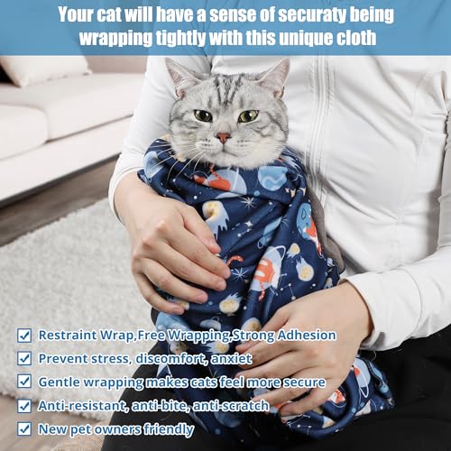 ZINGTERRA Cat Grooming Wrap,Anti-Escape Cat Wrap for Grooming,Self-Adherent Soft Cat Blanket to Wrap,Anti-Bite,Clip Nails,Anti-Scratch,Cat Calming Wrap,Cat Burrito Wrap,Swaddle Wrap Pet Tool - Image 5