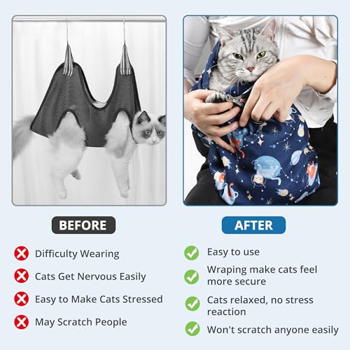 ZINGTERRA Cat Grooming Wrap,Anti-Escape Cat Wrap for Grooming,Self-Adherent Soft Cat Blanket to Wrap,Anti-Bite,Clip Nails,Anti-Scratch,Cat Calming Wrap,Cat Burrito Wrap,Swaddle Wrap Pet Tool - Image 3