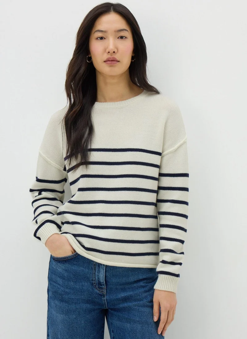 Matalan Ivory Exposed Seam Stripe Jumper