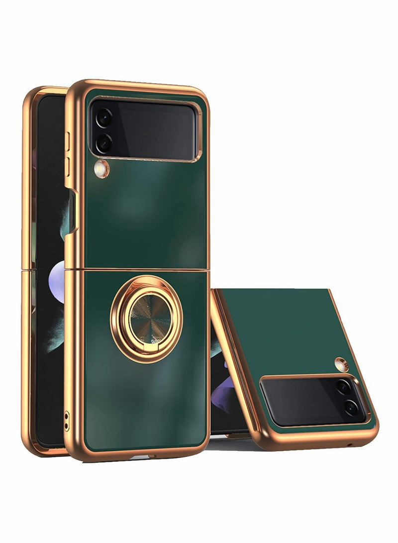 Luxury Gold Electroplated Phone Case for Samsung Galaxy Z Flip 4 with Kickstand and Ring Holder - Image 1