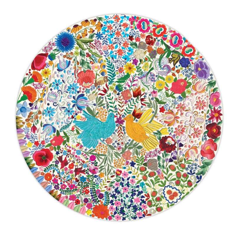 eeBoo Piece and Love Blue Bird Yellow Bird 500 Piece Adult Round Jigsaw Puzzle Jigsaw Puzzle for Adults and Families Includes Glossy and Sturdy Pieces
