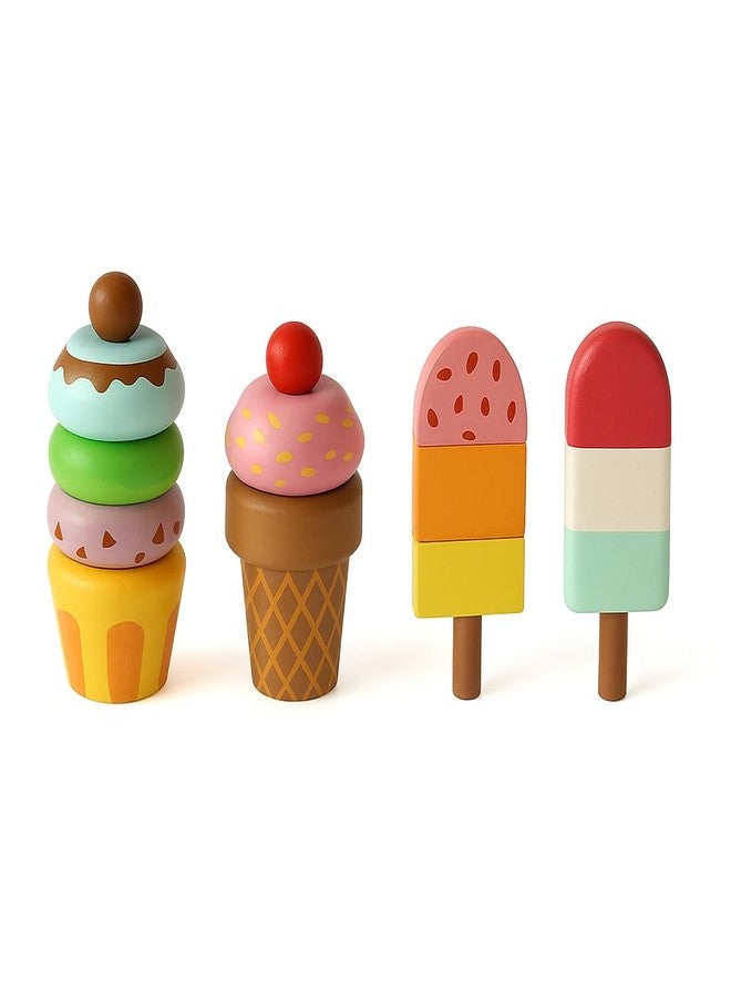 Shumee Wooden Ice Cream Magnetic Toy Set | (3 Years+) | Pretend Play Kitchen & Montessori Toy | 10 Pieces | Fun Learning & Creativity | Gift for Kids | Safe & Durable | Activity Game with Ice Cream - Image 3