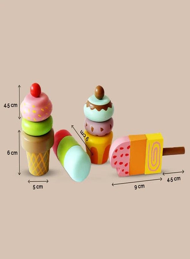 Shumee Wooden Ice Cream Magnetic Toy Set | (3 Years+) | Pretend Play Kitchen & Montessori Toy | 10 Pieces | Fun Learning & Creativity | Gift for Kids | Safe & Durable | Activity Game with Ice Cream - Image 4