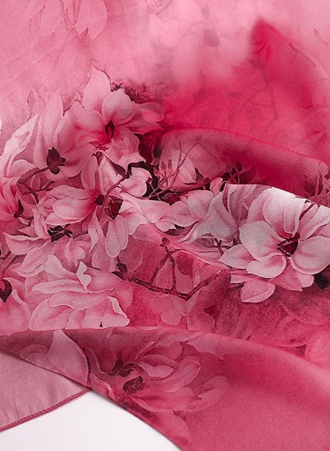MEISEE 100% Mulberry Silk Long Scarf for Women Large Oblong Sunscreen Shawls Wraps Neck Headscarf Hair Wraps Gift Packed, 23-pink Flower, 67*21in - Image 4