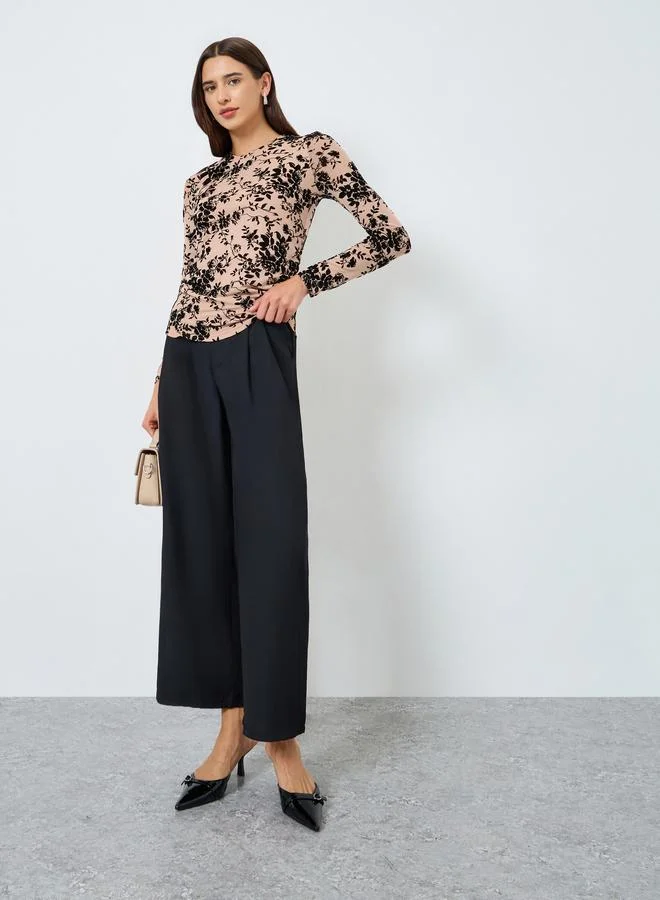 Take Two Leaf Printed Round Neck Top