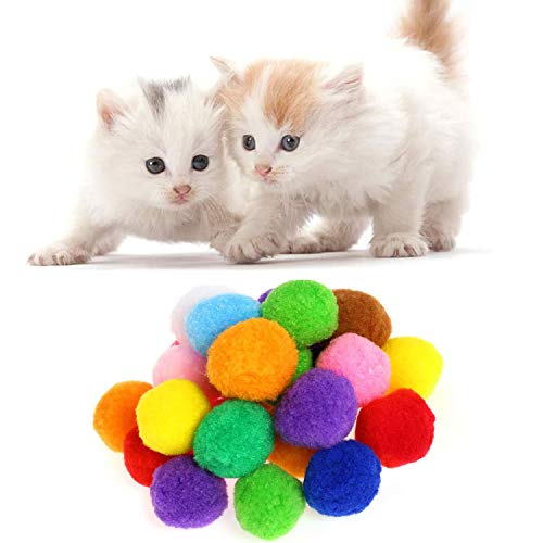 VOVIGGOL 30Pcs 1.3 Inch Cat Toy Balls Soft Kitten Pompom Toys Indoor Cats Interactive Playing Quiet Ball Cats Favorite Toy, Cat Pom Pom Balls for Craft DIY Creative Crafts Decorations (Assorted Color) - Image 4