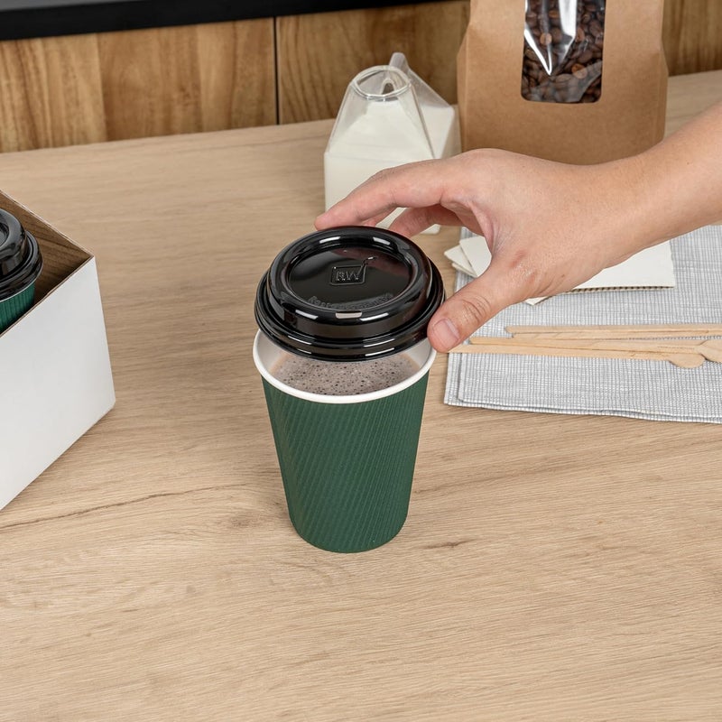 Restaurantware Restpresso 3.6 Inch Coffee Cup Lids, 25 Leak-Resistant Coffee Lids - Fits 8, 12, 16, And 20 Ounce Cups, Elevated Drinking Spout, Black Plastic Hot Cup Lids, Vented, Recyclable - - Image 5